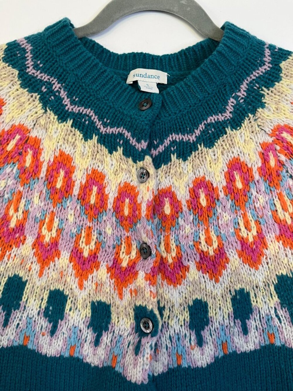 Sundance Multicolor Wool Blend Button Up Cardigan - Picture 3 of 7